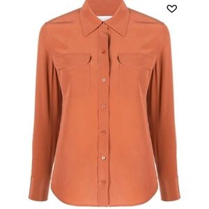 Equipment Slim Signature Burnt Orange Button Down Blouse size L
